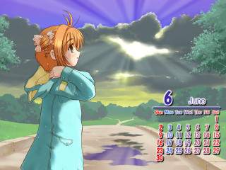 Person calendar sky clouds redhair - a calendar free wallpaper