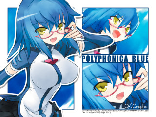 Bluehair greeneyes schooluniform glasses smile - black skirt free wallpaper for desktop