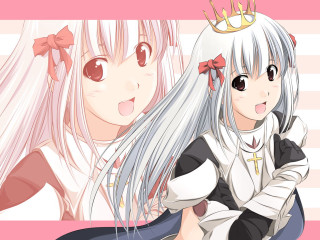 White hair anime girls crown - a white shirt free wallpaper for desktop