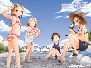 Beach girls bridge sky bikini - color page free wallpaper