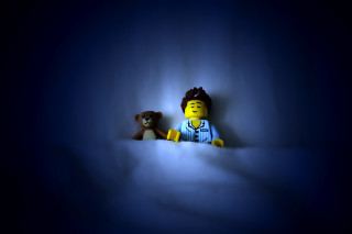 Lego man teddy bear dark - nighttime free wallpaper