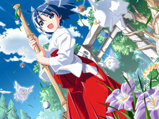 Woman red skirt cat tree - a hill free wallpaper