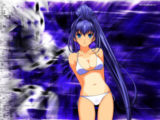 Cartoon girl bikini longhair blueeyes - a cartoon girl in a bikini free wallpaper