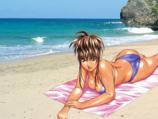Beach woman bluebikini laying on - neogeo free wallpaper