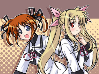 Blonde catgirls manga halftone school - a cat tail free wallpaper
