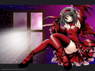 Red dress woman window sill - a red dress free wallpaper for desktop