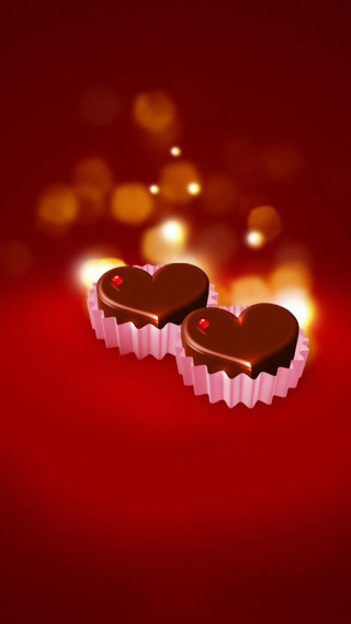 Heart shaped chocolates red background - two heart free wallpaper for mobile