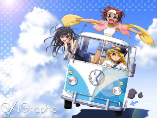 Sky bus group manga girls - a group of people free wallpaper for desktop