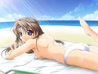 Beach woman reading sunlight bikini - a book in her hand and a book in her other hand free wallpaper