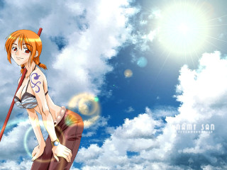 Woman sword clouds sky sun - giantess art free wallpaper