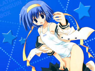 Anime girl blue hair star - object free wallpaper