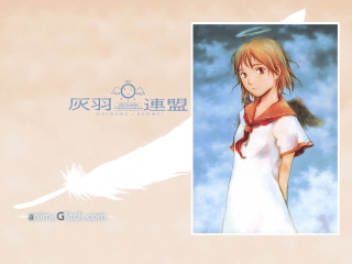 Girl white dress red scarf - a white feather free wallpaper