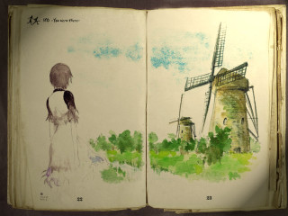 Book girl windmill illustration city - a windmill free wallpaper