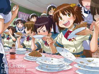 Group eating food people stand - free holidays wallpaper