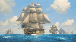 Ship ocean background clouds painting 2 - the sky above free wallpaper
