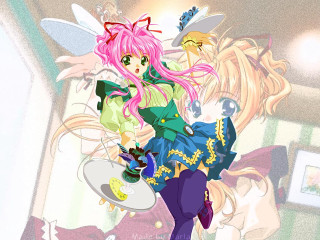 Pink hair green dress girl - a green dress holding free wallpaper