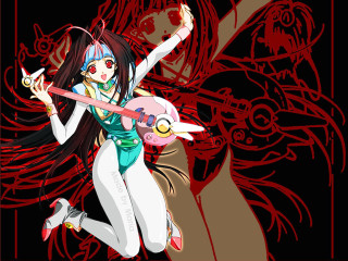 Woman guitar demon cyberpunk retro - a guitar free wallpaper