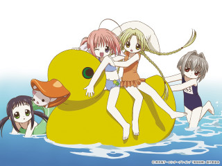 Girls rubberduck beach bikini water - a group of girls free wallpaper