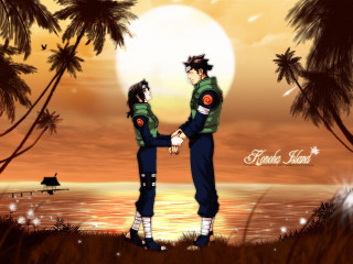 Romantic anime ocean palm trees - palm tree and a sunset in the background free wallpaper