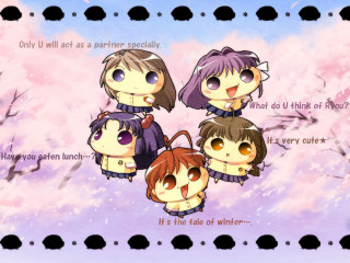 Anime girls cherry blossoms sky - a group of anime characters free wallpaper