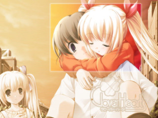 Anime girls hug building yellow - two anime girl free wallpaper