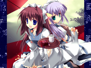 Anime girls night sky brown - a plate of food free wallpaper for desktop