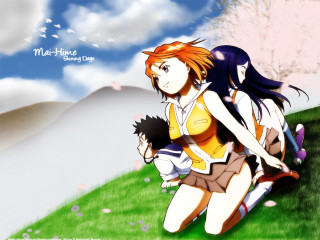Anime children hill sky cherry - a hill free wallpaper