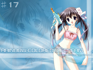Girl bikini gun blue background - ice cream free wallpaper