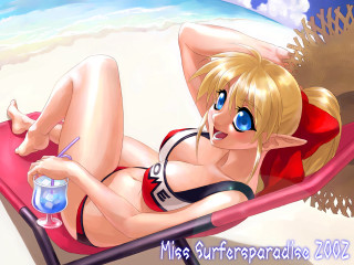Cartoon girl beach chair drink - a beach chair free wallpaper