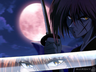Moon sword night red sky - a sword in front free wallpaper