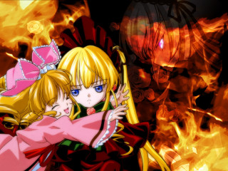 Anime hug fire demon twins - a fire background free wallpaper for desktop