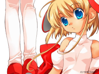 Girl blueeyes redhat redshoes animealice - a pair free wallpaper