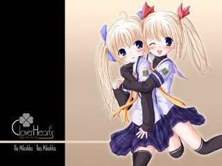 Anime girls hug borders blush - a black border free wallpaper for desktop