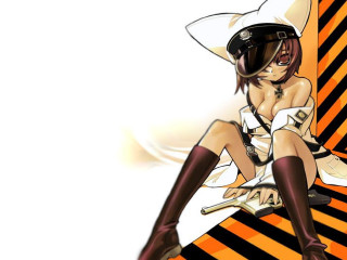 Woman hat boots guitar anime - striped free wallpaper