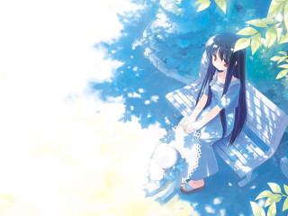 Girl park bench hair sitting - her knee free wallpaper for desktop