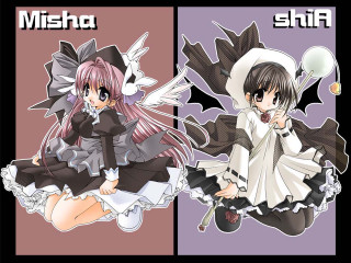 Anime gothic twogirls pinkhair blackdress - cheng shifa free wallpaper