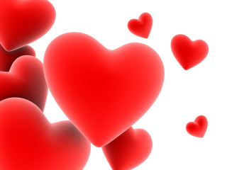 Red hearts floating air white - a group free wallpaper
