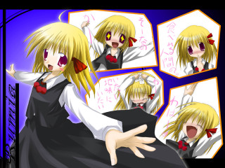 Blonde girl bowtie blackdress manga - energetic free wallpaper