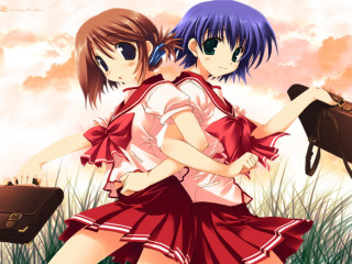 Two girls red white dresses - dress free wallpaper