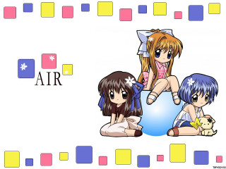 Anime girls blue ball chibi - net art free wallpaper