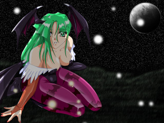 Green hair purple dress flying - manga and anime 1 9 9 9 free wallpaper