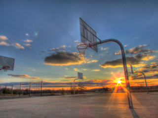 Basketball hoop sunset clouds sky - northwest school free wallpaper