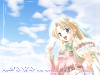 Anime girl toothbrush clouds sky 2 - a detailed painting free wallpaper