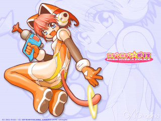 Cartoon girl cat hat gun - a gun and a hat free wallpaper