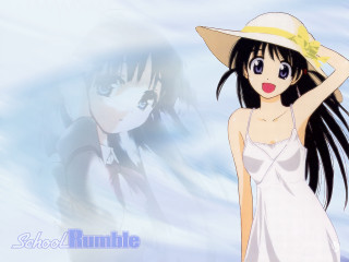 Girl white dress hat smile - long hair free wallpaper