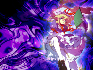 Anime girl purple dress cat - a purple swirl free wallpaper