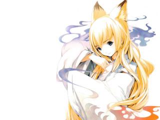 Anime blonde fox ears solo - furry art free wallpaper