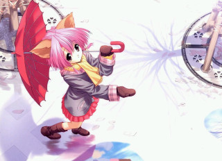 Pink haired girl umbrella ice - pink hair holding free wallpaper for desktop