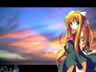 Anime girl sunset ocean longhair - a sunset sky free wallpaper