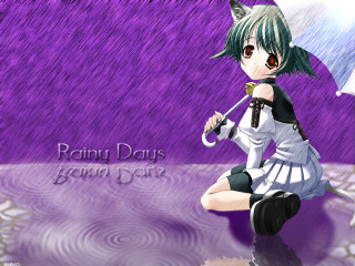 Anime girl umbrella rain purple - an umbrella in the rain free wallpaper